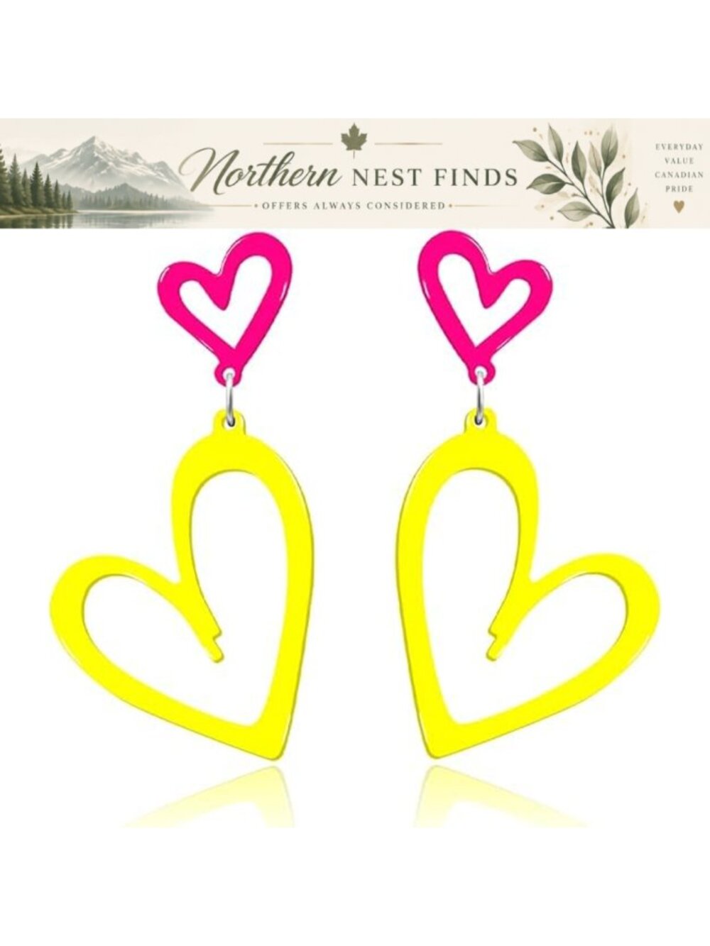 Neon Heart Acrylic Drop Earrings Retro 80s 90s Party Jewelry Women